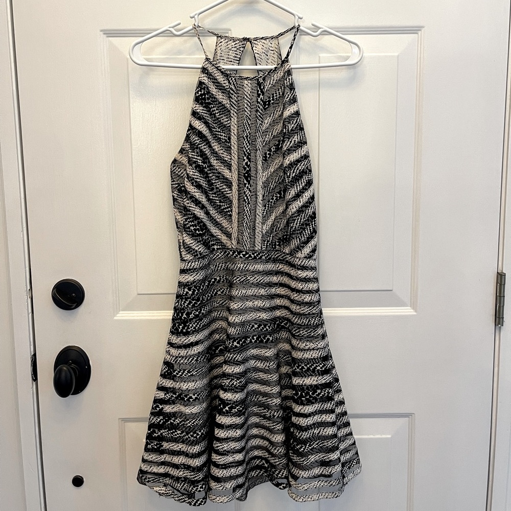 Parker Orion print mesh stripe dress